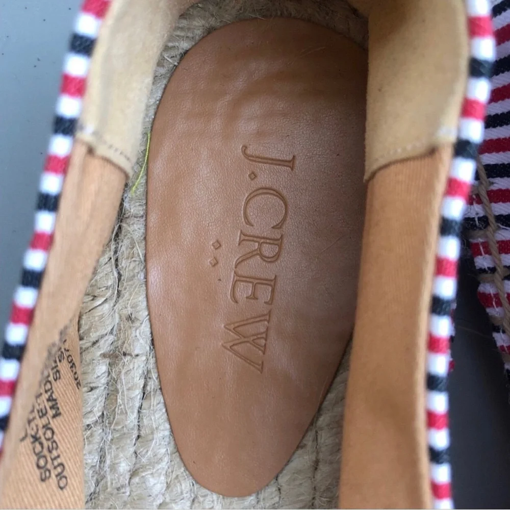 J. Crew Striped Espadrille Slip Ons. Size 7.5.